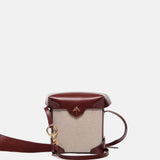 Mini Pristine Beige Canvas & Reddish Brown