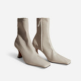 Duck Boots Stretch Vegan Leather Light Grey Side