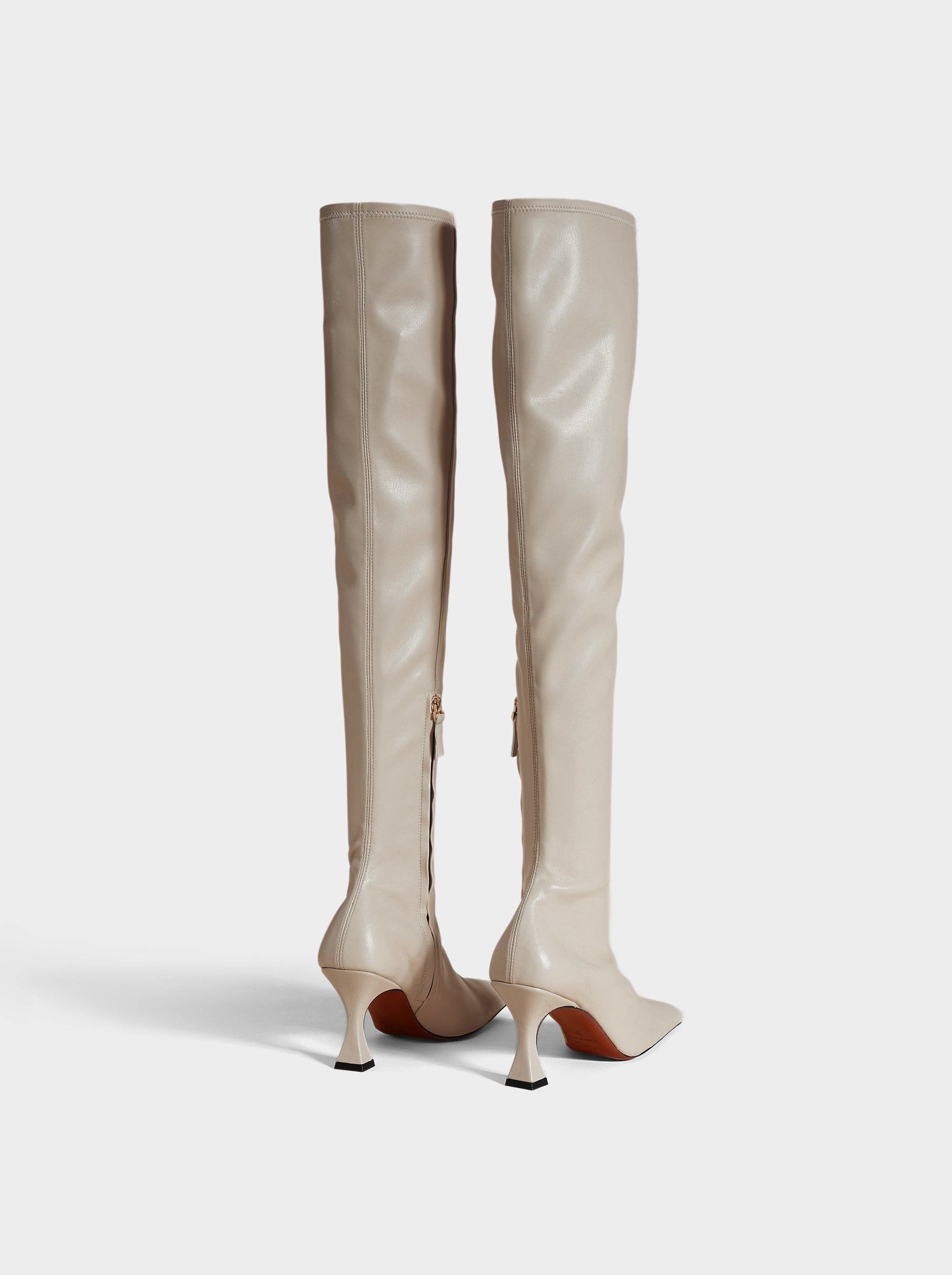 Over Knee High Duck Boots Light Grey Back
