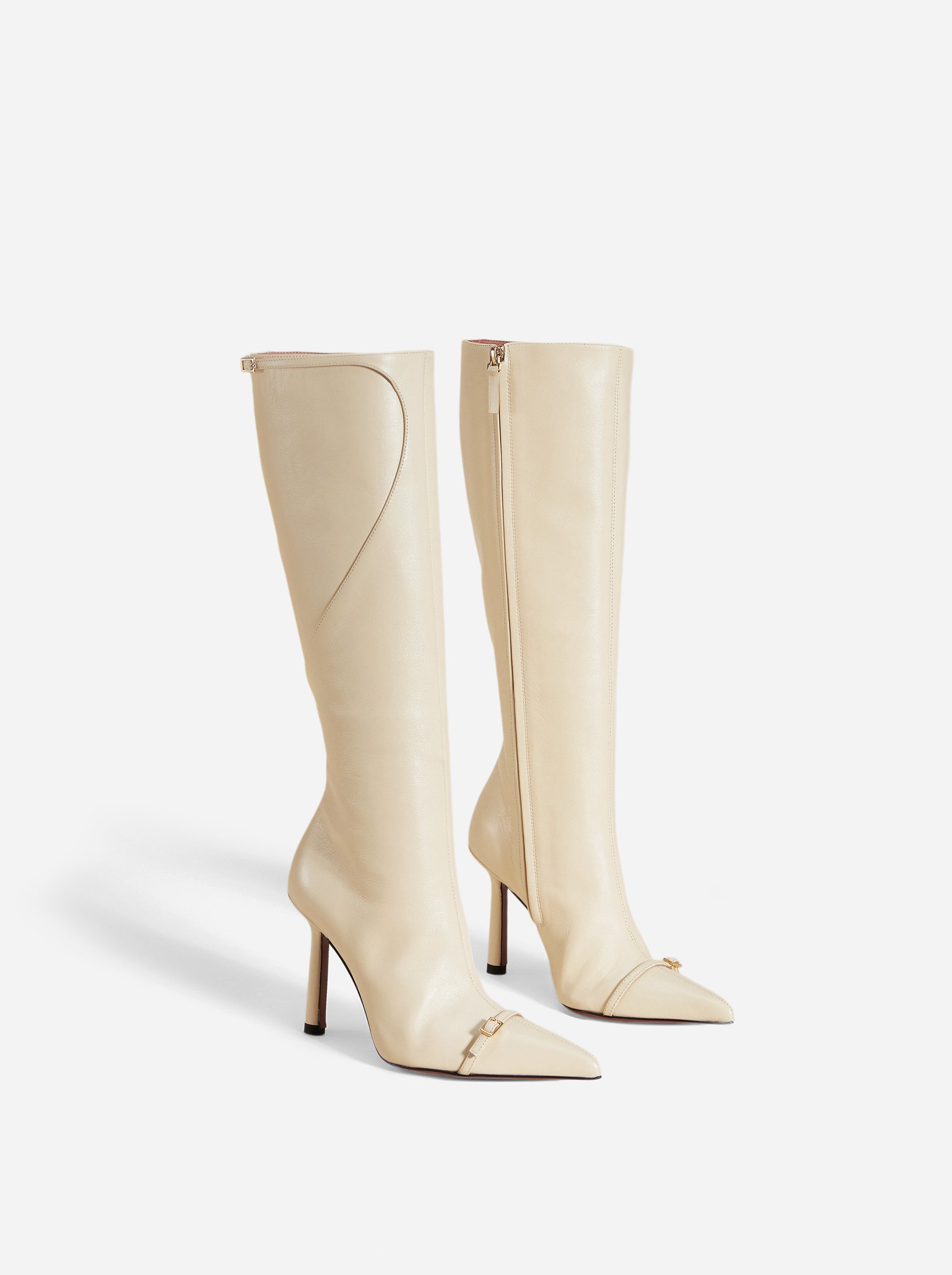 Knee High Pointy Toe Boots Vanilla Angle