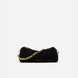 Mini Cylinder Perforated Black Suede