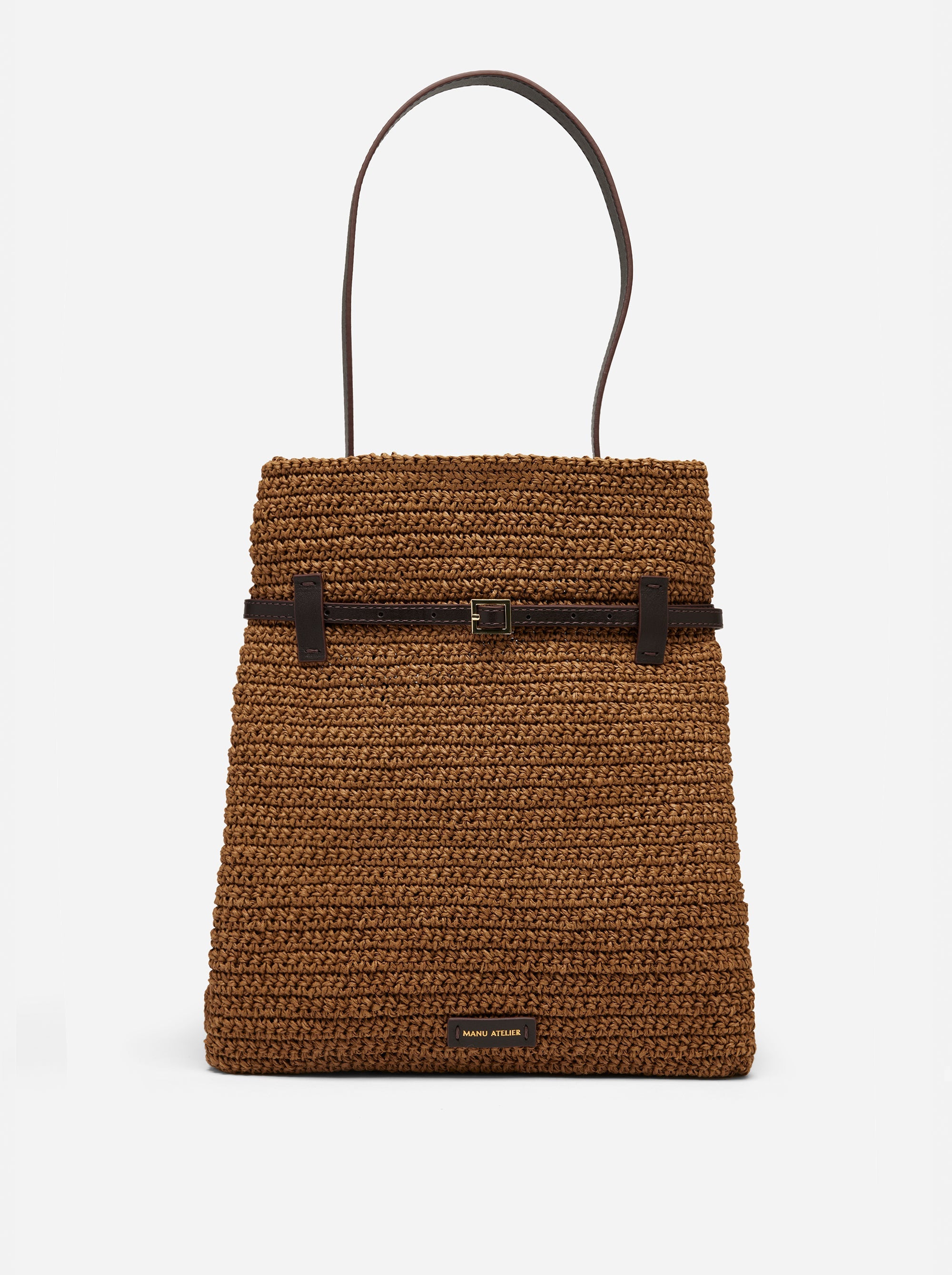 2026157 Tote du Jour Bitter Brown Crochet & Bitter Brown Soft Calf Leather