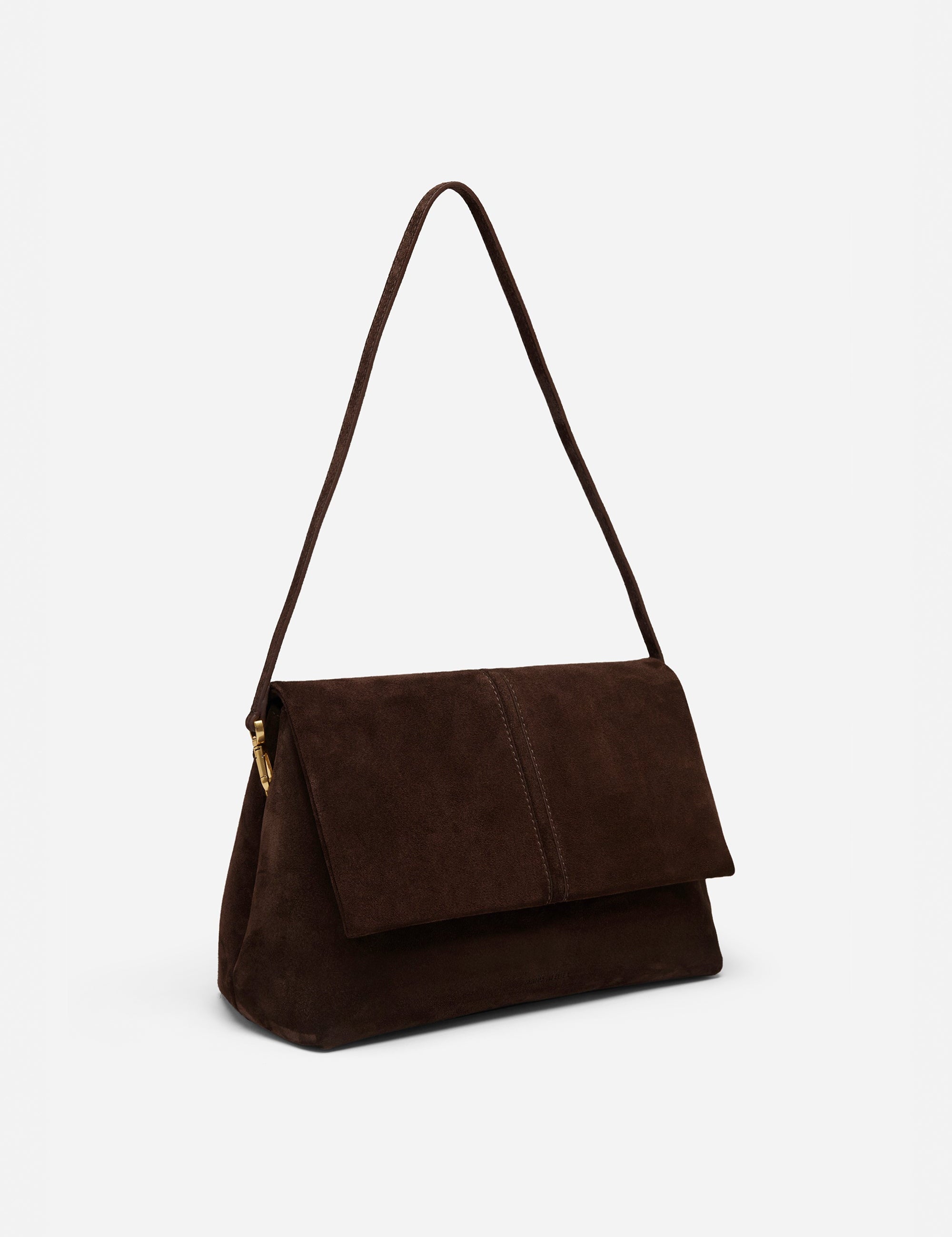 THE FOLD BAG SUEDE LEATHER DEEP BROWN 