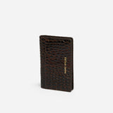 Manu Cardholder Deep Brown Croc Embossed