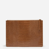 Manu Laptop Case Mocha Croc Embossed