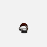 15 Woven Leather Slippers White & Black Soft Back